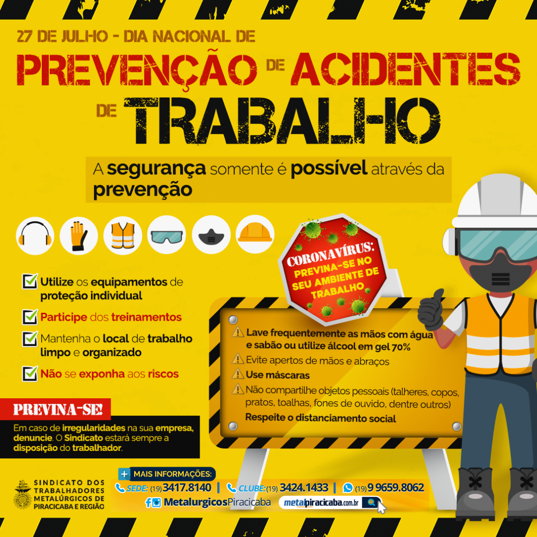 27 De Julho Dia Nacional De Prevenção De Acidentes De Trabalho Sindicato Dos Metalúrgicos De 5638